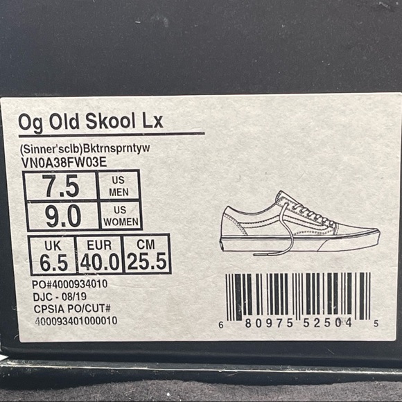 RARE Vans Vault Old Skool LX x Feature ‘Sinners Club - Part 2 Size M7.5 = W9 NEW - Picture 12 of 13